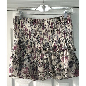 Zara Women’s Short Ruffle Layered Mini Skirt‎ Size L Floral Print